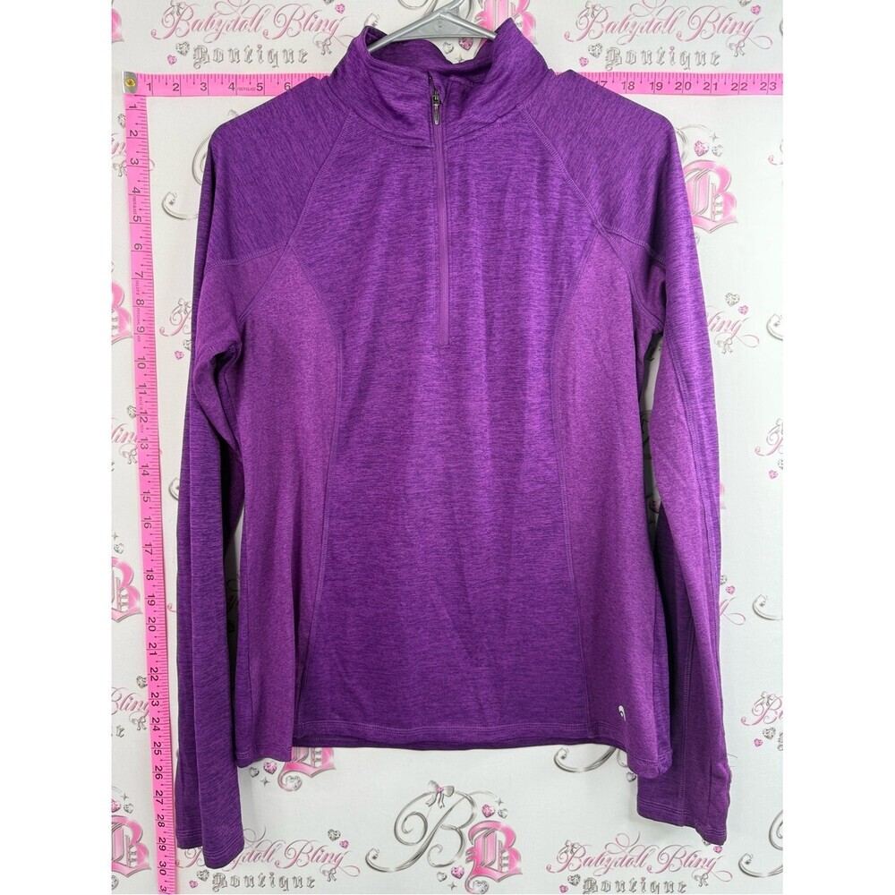Head sweater bright Purple Half-Zip Pullover stretchy soft long sleeve shirt